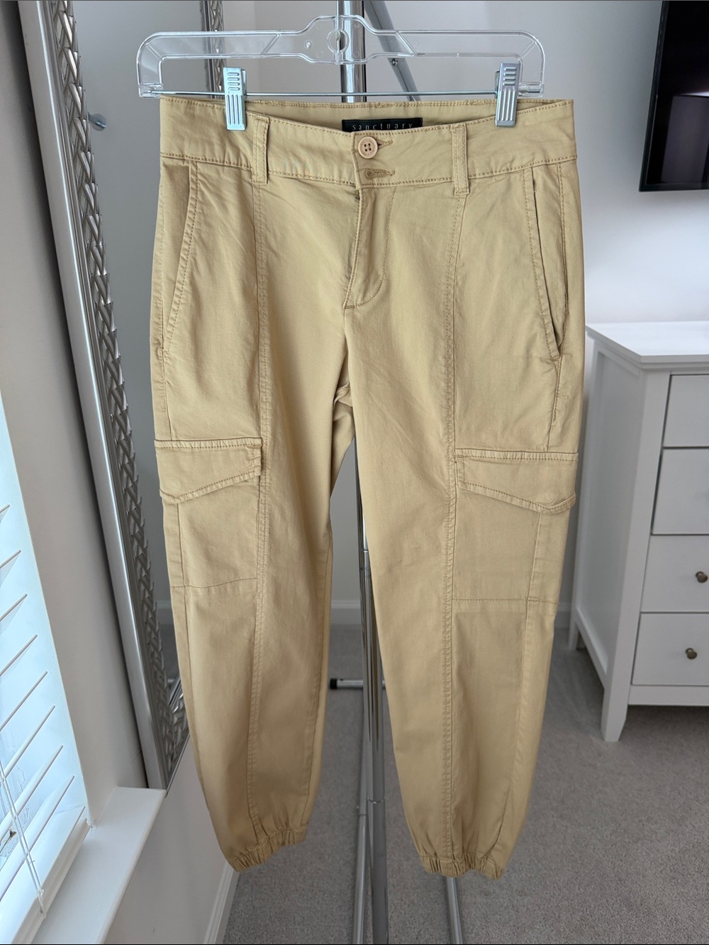 Sanctuary Tan Cropped Cargo Jogger Pants